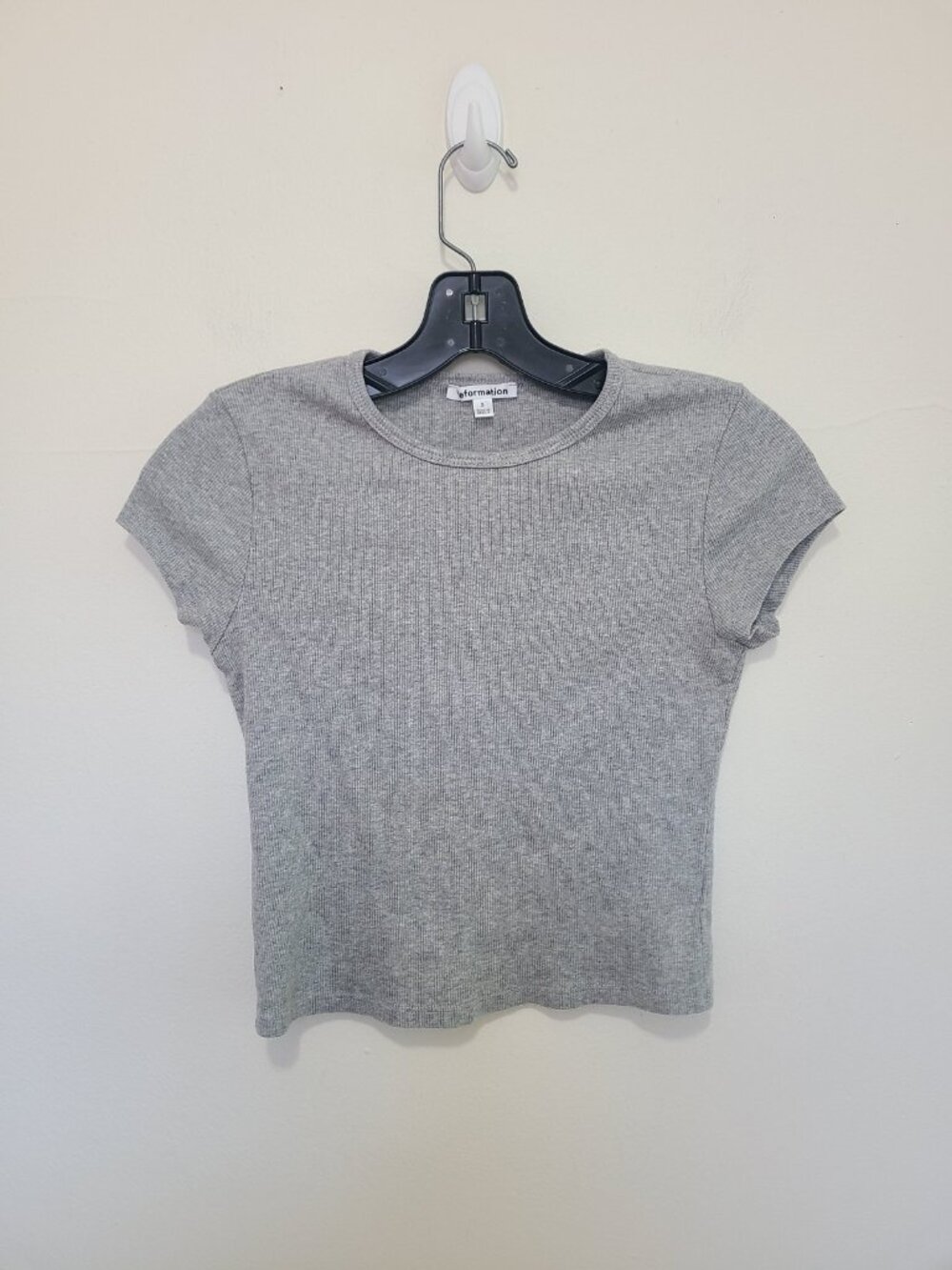 Reformation Tee Shirt Women's Size Small Ribbed Gray